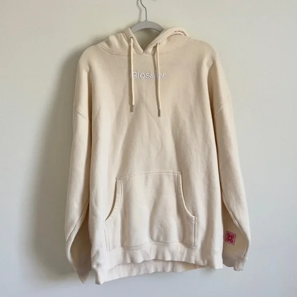 Glossier Limited Edition Hoodie Size XL soft pullover cream neutral oversized - Picture 2 of 7